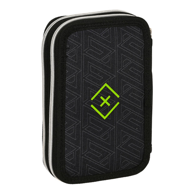 Double Pencil Case Nerf Neon Black Lime (12.5 x 19.5 x 4 cm) (28 pcs)