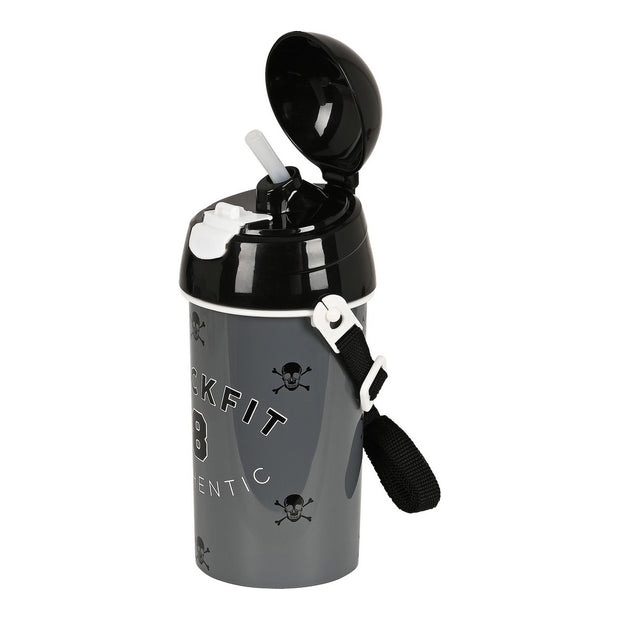 Wasserflasche BlackFit8 Skull Schwarz Grau (500 ml)