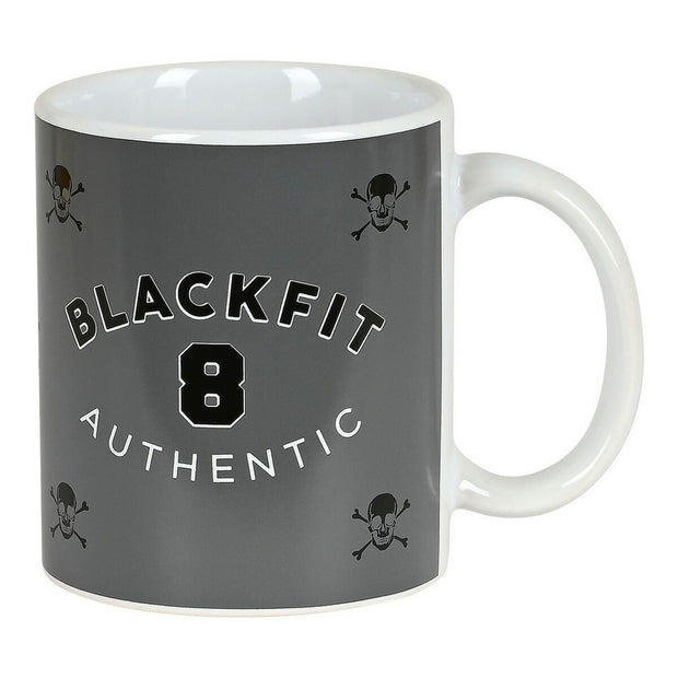 Henkelbecher BlackFit8 Skull aus Keramik Schwarz Grau (350 ml)