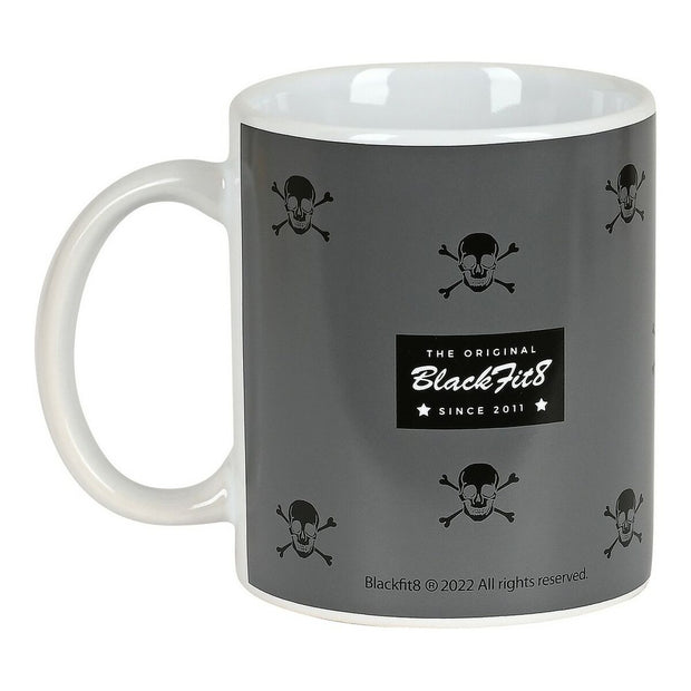 Henkelbecher BlackFit8 Skull aus Keramik Schwarz Grau (350 ml)