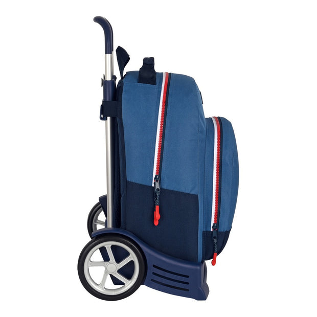 School Rucksack with Wheels BlackFit8 Stamp Blue