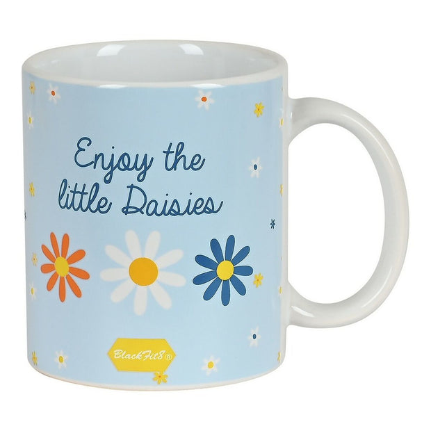 Henkelbecher BlackFit8 Daisies aus Keramik Hellblau (350 ml)