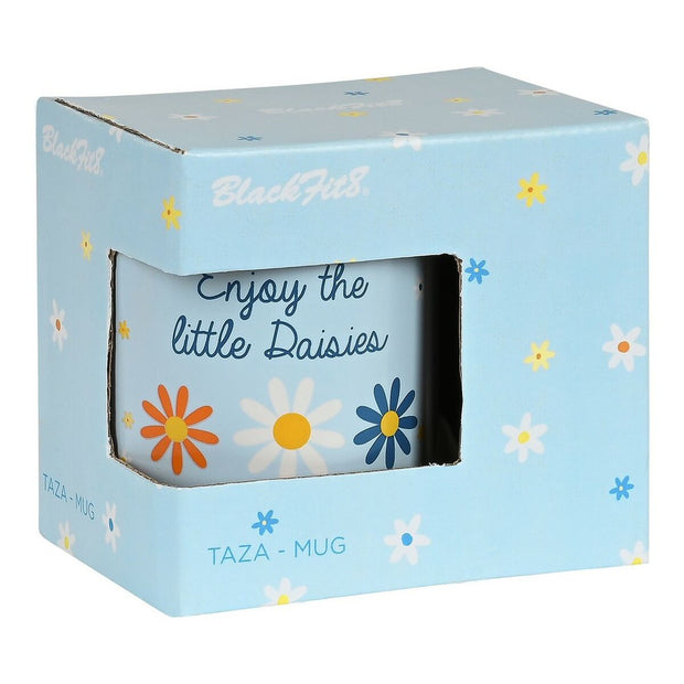 Henkelbecher BlackFit8 Daisies aus Keramik Hellblau (350 ml)