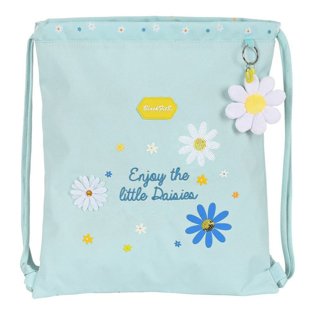 Backpack with Strings BlackFit8 Daisies Light Blue (35 x 40 x 1 cm)