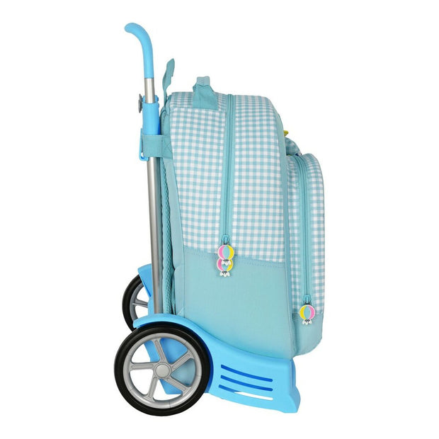 School Rucksack with Wheels BlackFit8 Fly With Me White Sky blue (32 x 42 x 15 cm)
