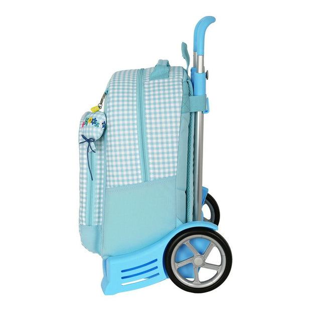 School Rucksack with Wheels BlackFit8 Fly With Me White Sky blue (32 x 42 x 15 cm)