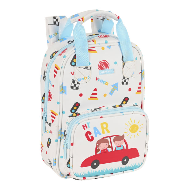 School Bag Safta My car White Multicolour (20 x 28 x 8 cm)