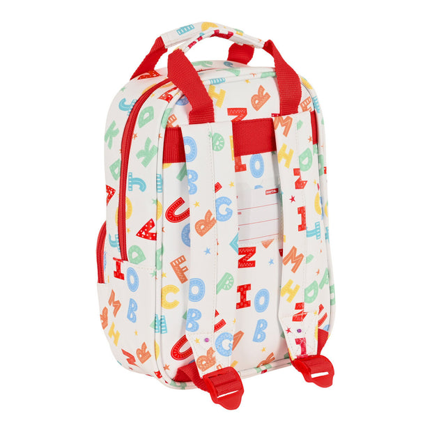 School Bag Safta Alphabet White Multicolour (20 x 28 x 8 cm)