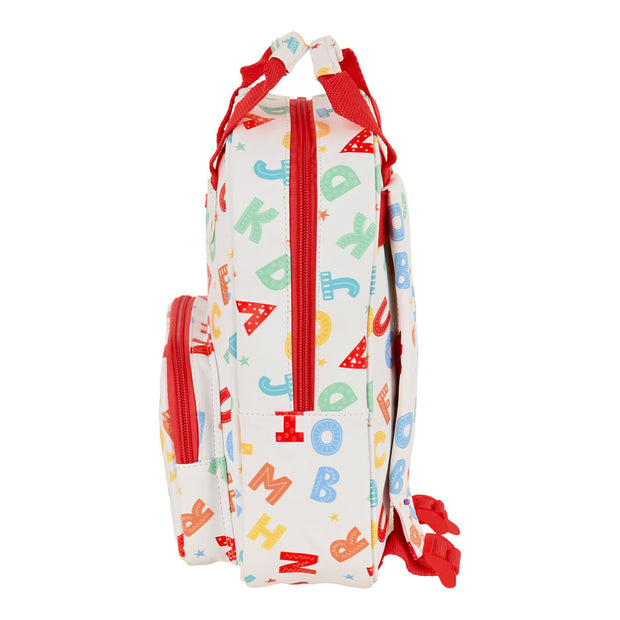 School Bag Safta Alphabet White Multicolour (20 x 28 x 8 cm)