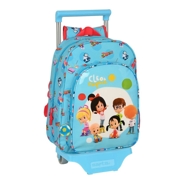 School Rucksack with Wheels Cleo & Cuquin Good Night Blue (26 x 34 x 11 cm)