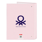 Ring binder Benetton Vichy Pink A4 (26.5 x 33 x 4 cm)