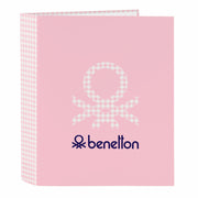 Ring binder Benetton Vichy Pink A4 (27 x 33 x 6 cm)