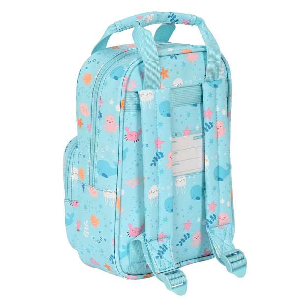 School Bag Safta Ballenita White Light Blue (20 x 28 x 8 cm)