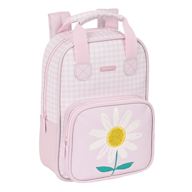 School Bag Safta Flor Pink White (20 x 28 x 8 cm)