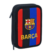 Double Pencil Case F.C. Barcelona Maroon Navy Blue (34 Pieces)