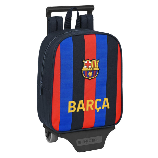 School Rucksack with Wheels F.C. Barcelona Maroon Navy Blue (22 x 27 x 10 cm)