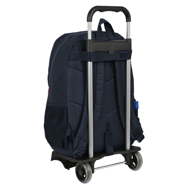 School Rucksack with Wheels F.C. Barcelona Maroon Navy Blue (32 x 44 x 16 cm)