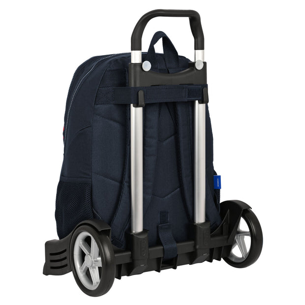 School Rucksack with Wheels F.C. Barcelona Maroon Navy Blue (32 x 44 x 16 cm)