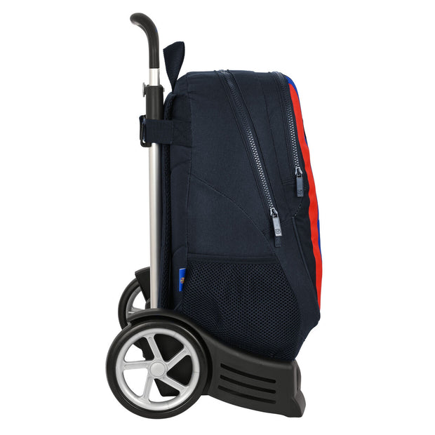 School Rucksack with Wheels F.C. Barcelona Maroon Navy Blue (32 x 44 x 16 cm)