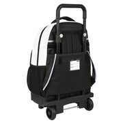 School Rucksack with Wheels Real Madrid C.F. Black White (33 x 45 x 22 cm)