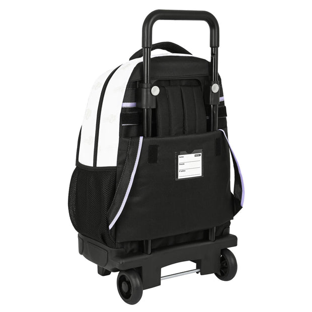 School Rucksack with Wheels Real Madrid C.F. Black White (33 x 45 x 22 cm)