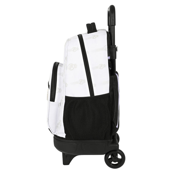 School Rucksack with Wheels Real Madrid C.F. Black White (33 x 45 x 22 cm)