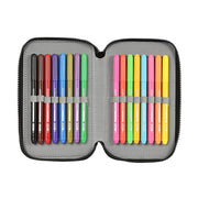 Triple Pencil Case Real Madrid C.F. Black (12.5 x 20.5 x 6 cm) (41 Pieces)