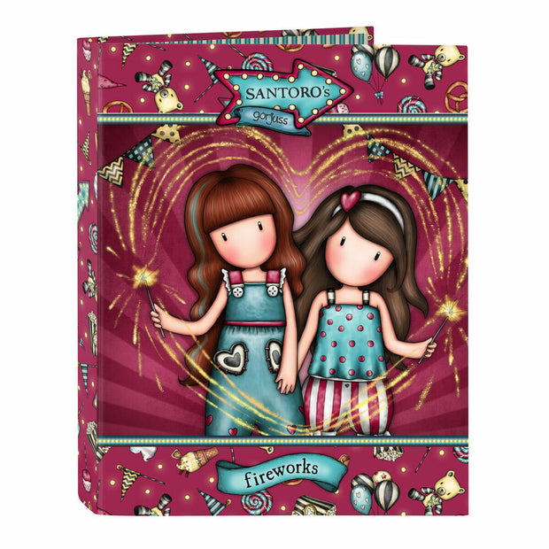 Ring binder Gorjuss Fireworks Maroon A4 (26.5 x 33 x 4 cm)