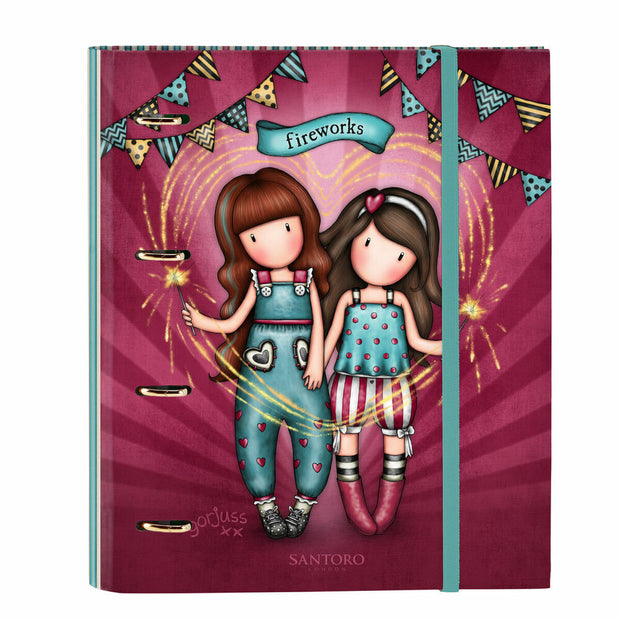 Ring binder Gorjuss Fireworks Maroon (27 x 32 x 3.5 cm)