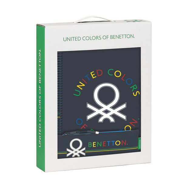 Stationery Set Benetton Sixties 3 Pieces Navy Blue