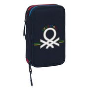 School Case with Accessories Benetton Sixties Navy Blue (12.5 x 19.5 x 4 cm) (28 pcs)