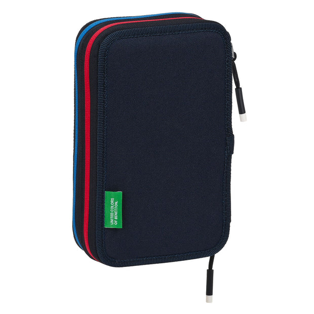 School Case with Accessories Benetton Sixties Navy Blue (12.5 x 19.5 x 4 cm) (28 pcs)