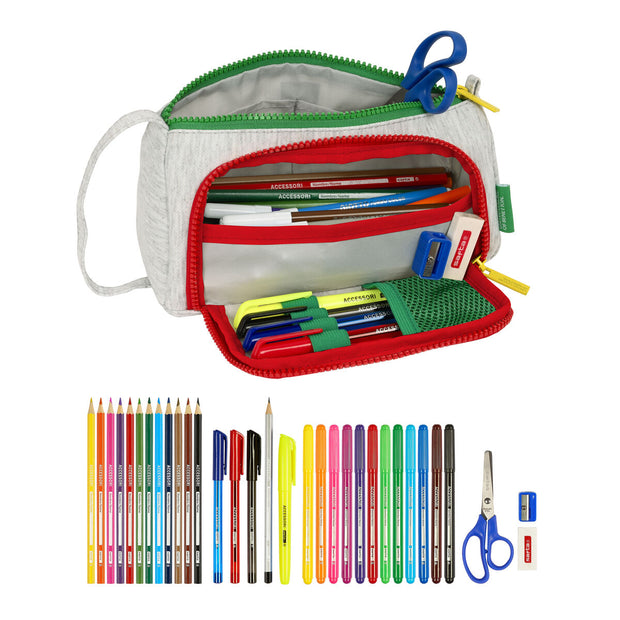 School Case with Accessories Benetton Pop Grey (20 x 11 x 8.5 cm) (32 Pieces)