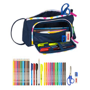 School Case with Accessories Benetton Love Navy Blue (20 x 11 x 8.5 cm) (32 Pieces)