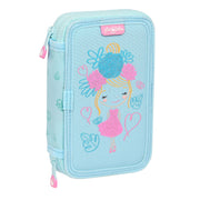 School Case with Accessories Glow Lab Cute doll Light Blue (12.5 x 19.5 x 4 cm) (28 pcs)