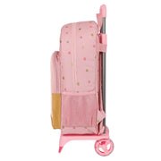 School Rucksack with Wheels Glow Lab Hearts Pink (30 x 46 x 14 cm)