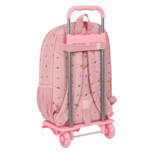 School Rucksack with Wheels Glow Lab Hearts Pink (30 x 46 x 14 cm)