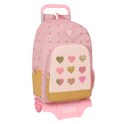 School Rucksack with Wheels Glow Lab Hearts Pink (30 x 46 x 14 cm)