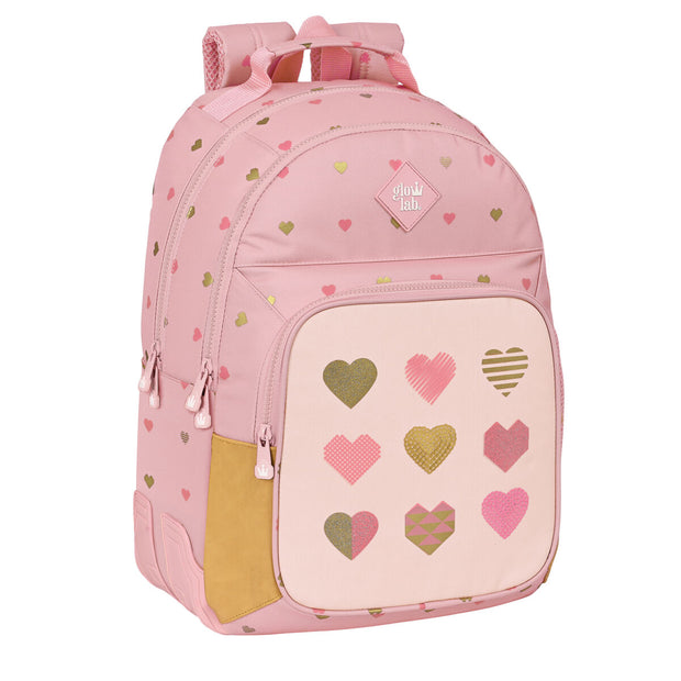 School Bag Glow Lab Hearts Pink (32 x 42 x 15 cm)