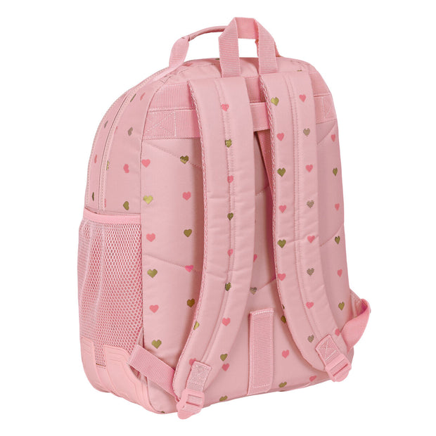 School Bag Glow Lab Hearts Pink (32 x 42 x 15 cm)