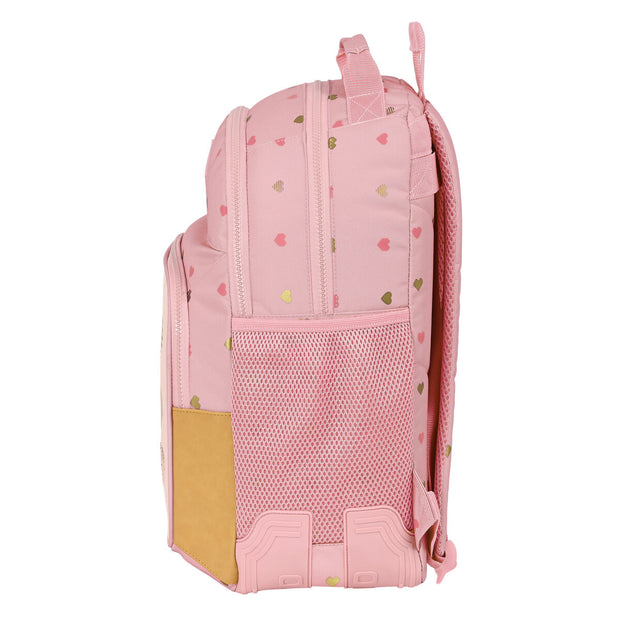 School Bag Glow Lab Hearts Pink (32 x 42 x 15 cm)