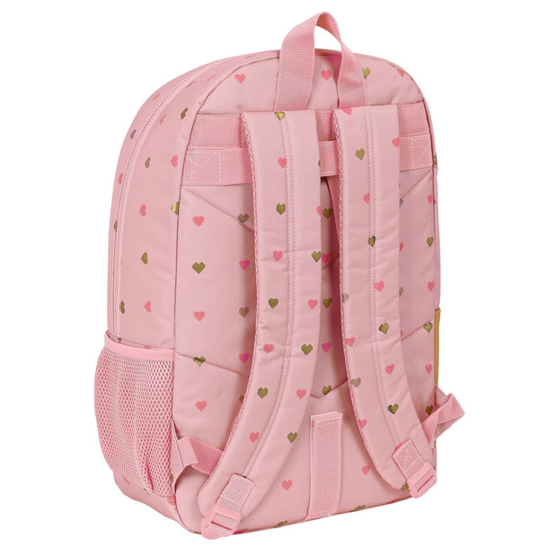 School Bag Glow Lab Hearts Pink (30 x 46 x 14 cm)