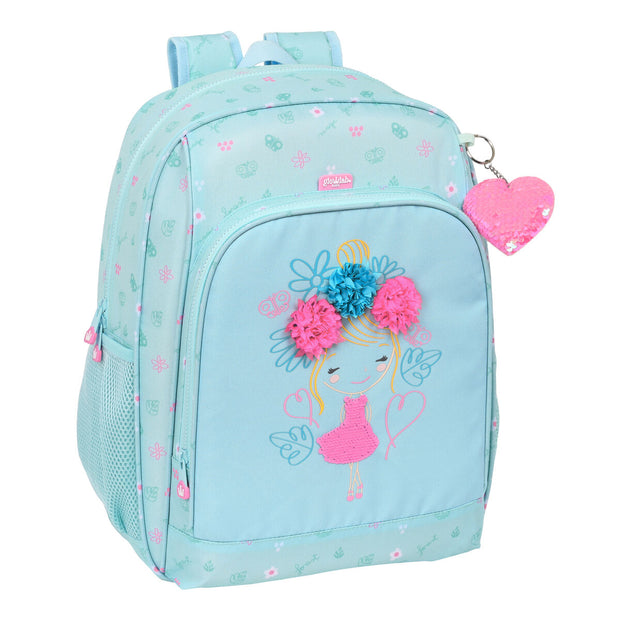 School Bag Glow Lab Cute doll Light Blue (31 x 41 x 14 cm)