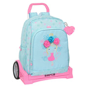 School Rucksack with Wheels Glow Lab Cute doll Light Blue (31 x 41 x 14 cm)