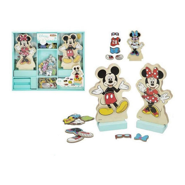 Educational Game Mickey & Minnie Wood Magnetic Cothes 54 Pieces