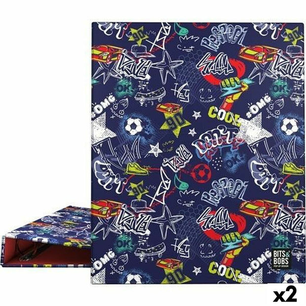 Ring binder Grafoplas Star Navy Blue A4 (2 Units)