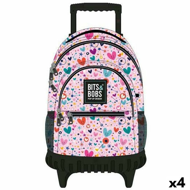 School Rucksack with Wheels Grafoplas B&B23 Hearts Pink (4 Units)