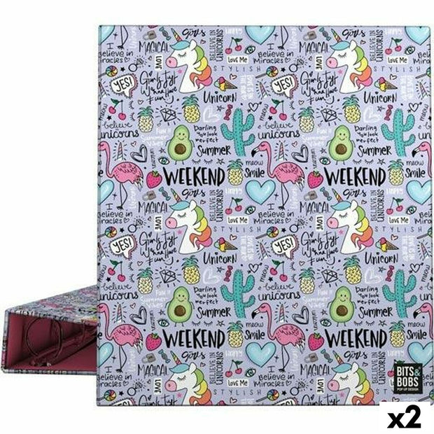 Ring binder Grafoplas Fantasy Lilac A4 (2 Units)