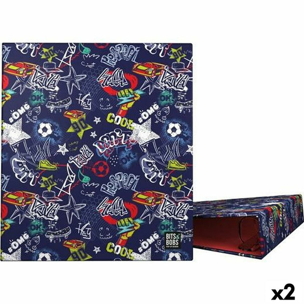 Ring binder Grafoplas Star Navy Blue A4 (2 Units)