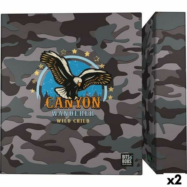 Ring binder Grafoplas Stamps Black Grey A4 (2 Units)